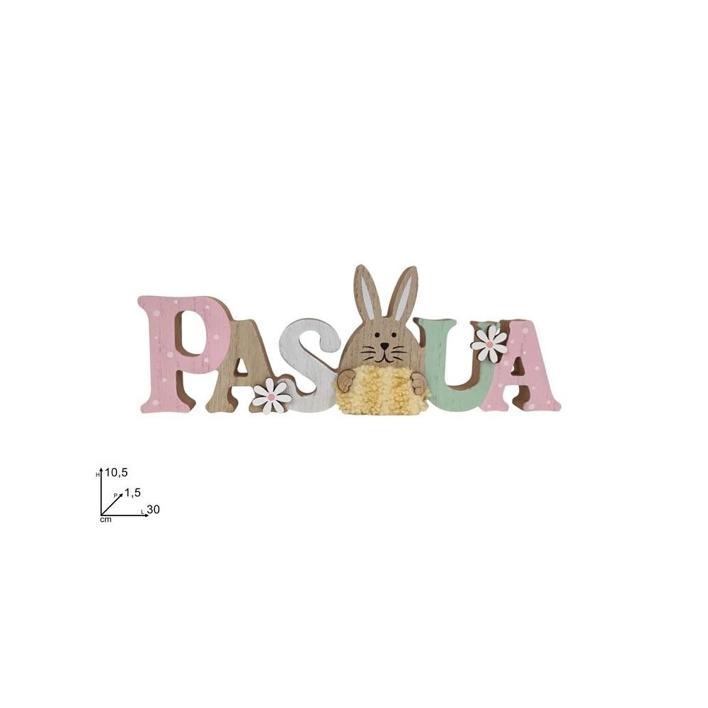 DECORAZIONE SCRITTA  PASQUA  IN LEGNO